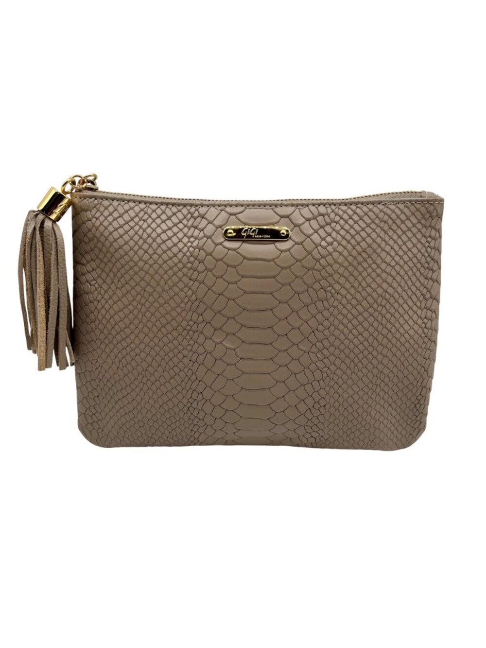Gigi New York Grey All-In-One Python-Embossed Leather Clutch